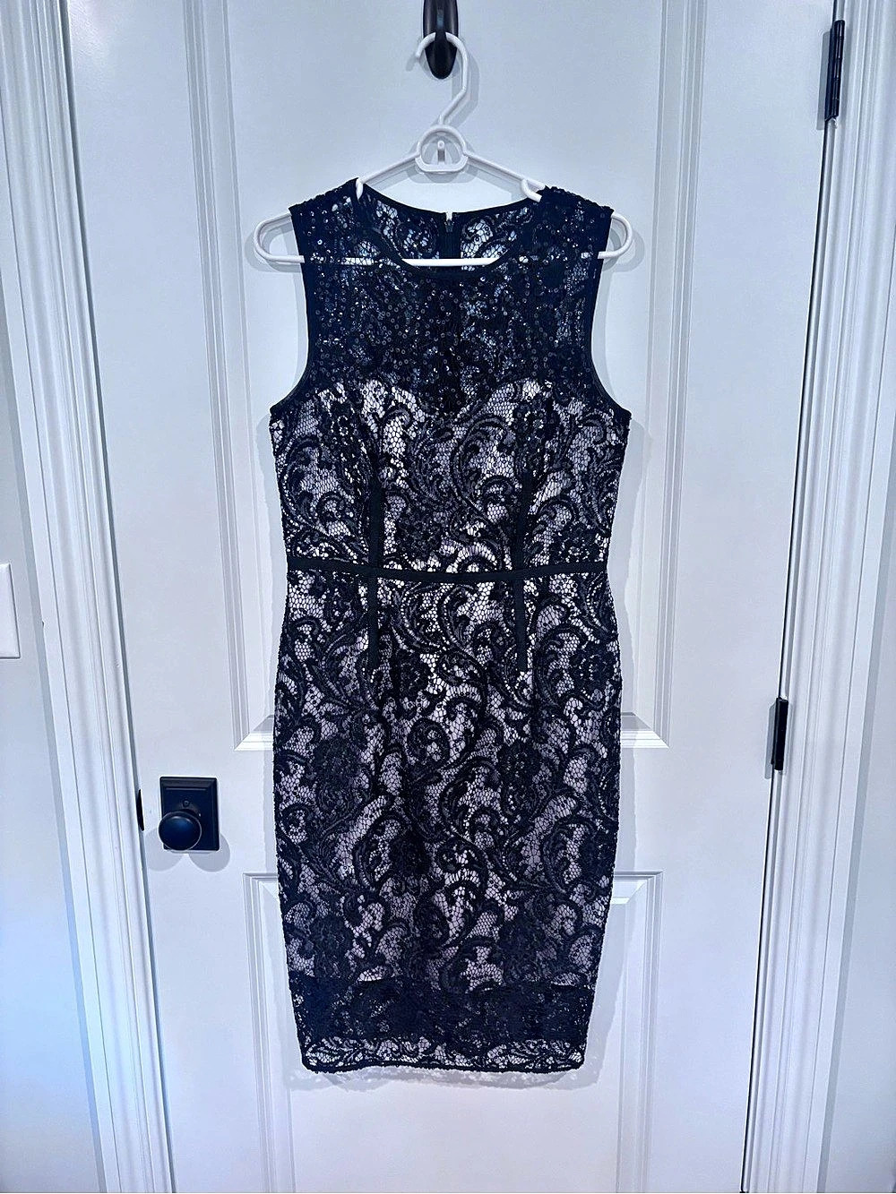 Vince Camuto Black Lace Sequin Sheath Dress Black Size 10